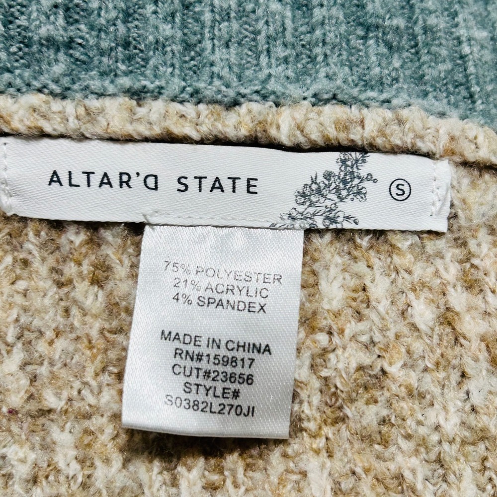 Altar State Patchwork Colorblock V Neck Sweater S… - image 7